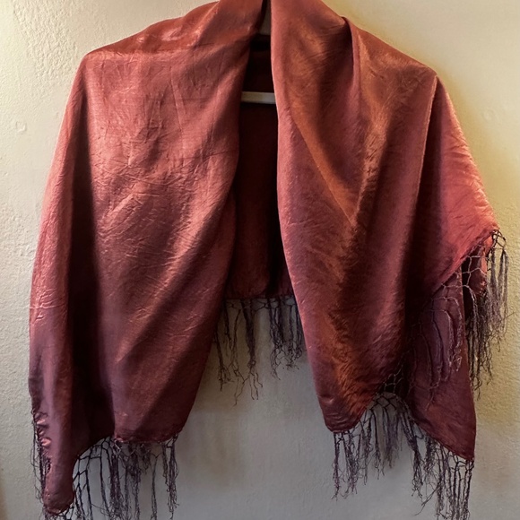 Silk fringed square scarf - Picture 1 of 5
